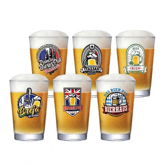 Jogo 6 Copos 350ml Para Cerveja Happy Hour Caldereta